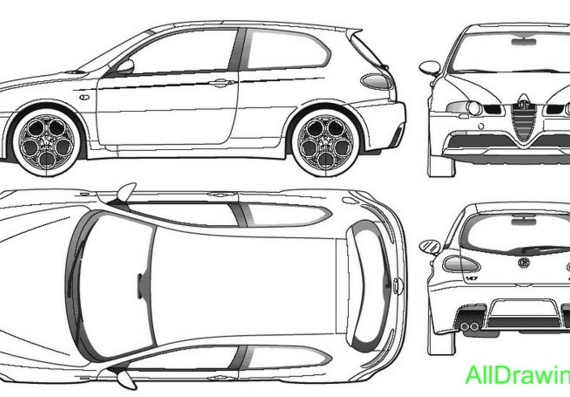 Alfa Romeo 147 GTA (Альфа Ромео 147 ГТА) - чертежи (рисунки) автомобиля